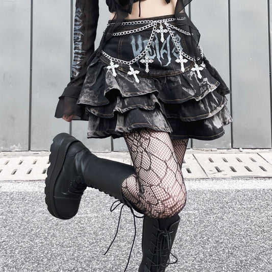 Dark Denim Goth Skirt
